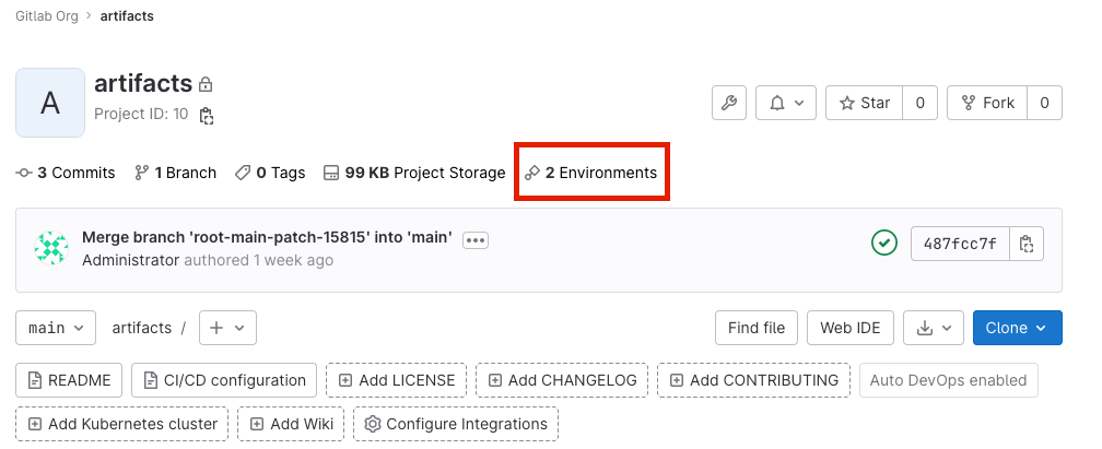 Index · Environments · Ci · Help · GitLab
